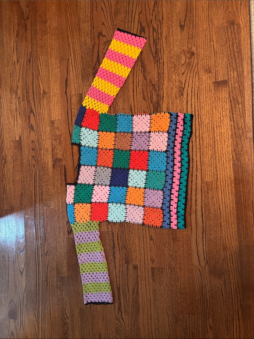 Handmade Multicolor Crochet Patchwork Sweater